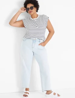 The Tee Shop^Lane Bryant Dolman Cap-Sleeve Crew-Neck Tee Breton Stripe
