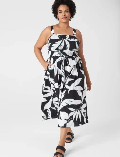 Date Night^Lane Bryant Double Elastic-Waist Maxi Dress Maluku Leaves