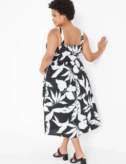 Date Night^Lane Bryant Double Elastic-Waist Maxi Dress Maluku Leaves