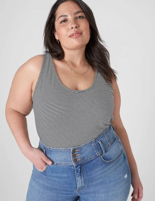 Knit Tops^Lane Bryant Double Scoop Tank Stripe