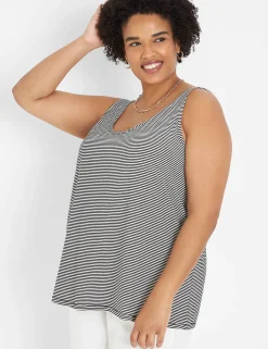 Knit Tops^Lane Bryant Double Scoop Tank Stripe