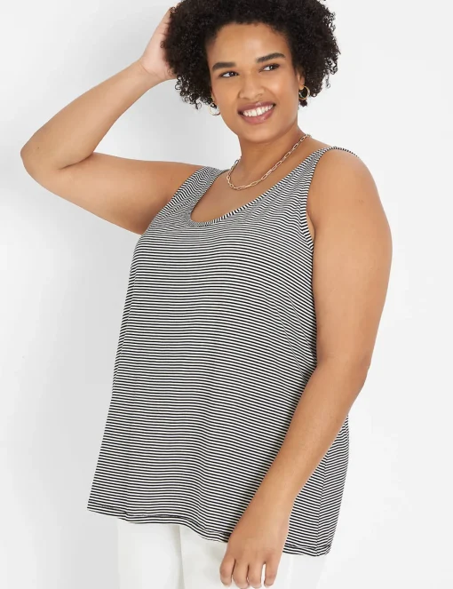 Knit Tops^Lane Bryant Double Scoop Tank Stripe