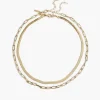 Necklaces^Lane Bryant Double Strand Chain And Herringbone Gold Tone