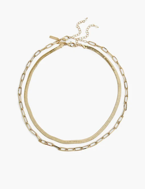Necklaces^Lane Bryant Double Strand Chain And Herringbone Gold Tone