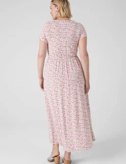 Maxi & Midi^Lane Bryant Drawcord Ruched-Front Maxi Dress Animal Swirl