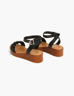 Heels^Lane Bryant Dream Cloud Braided Wood-Bottom Wedge Black