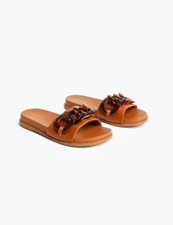 Sandals & Espadrilles^Lane Bryant Dream Cloud Chain Slide Cognac