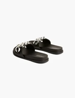 Sandals & Espadrilles^Lane Bryant Dream Cloud Chain Slide Black
