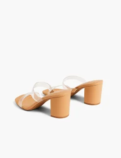Sandals & Espadrilles^Lane Bryant Dream Cloud Clear Double-Band Low Block Heel Tan