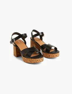 Sandals & Espadrilles^Lane Bryant Dream Cloud Cross-Front Platform Block Heel Black