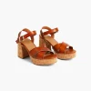 Sandals & Espadrilles^Lane Bryant Dream Cloud Cross-Front Platform Block Heel Cognac