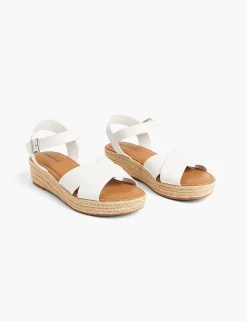 Sandals & Espadrilles^Lane Bryant Dream Cloud Faux-Leather Cross-Strap Espadrille Wedge Ivory Rose