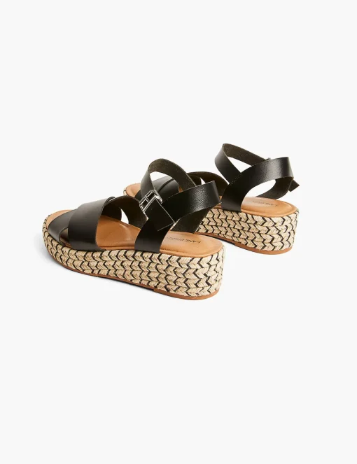 Sandals & Espadrilles^Lane Bryant Dream Cloud Faux-Leather Cross-Strap Espadrille Wedge Black