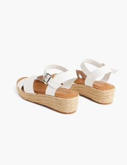 Sandals & Espadrilles^Lane Bryant Dream Cloud Faux-Leather Cross-Strap Espadrille Wedge Ivory Rose