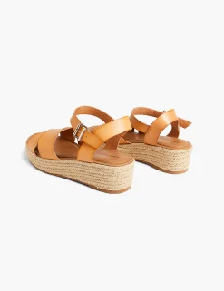 Sandals & Espadrilles^Lane Bryant Dream Cloud Faux-Leather Cross-Strap Espadrille Wedge Tan