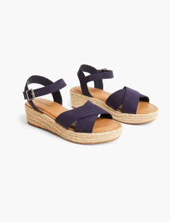 Sandals & Espadrilles^Lane Bryant Dream Cloud Faux-Suede Cross-Band Espadrille Wedge New Navy