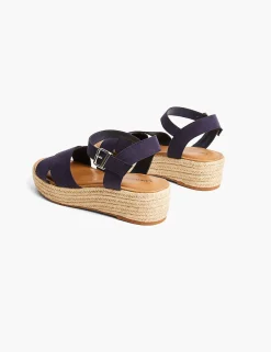 Sandals & Espadrilles^Lane Bryant Dream Cloud Faux-Suede Cross-Band Espadrille Wedge New Navy