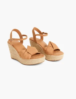 Heels^Lane Bryant Dream Cloud Knot-Front Platform Espadrille Wedge Tan