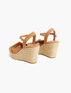 Heels^Lane Bryant Dream Cloud Knot-Front Platform Espadrille Wedge Tan
