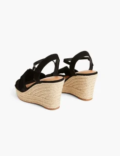 Heels^Lane Bryant Dream Cloud Knot-Front Platform Espadrille Wedge Black