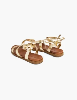 Sandals & Espadrilles^Lane Bryant Dream Cloud Lace-Up Sandals Gold