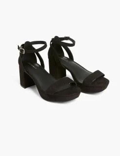 Heels^Lane Bryant Dream Cloud Platform Ankle-Strap Block Heel Black