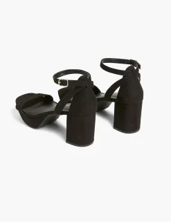 Heels^Lane Bryant Dream Cloud Platform Ankle-Strap Block Heel Black