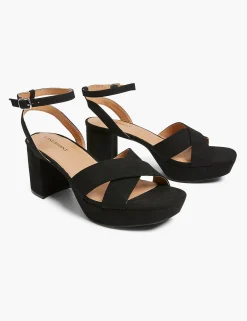 Heels^Lane Bryant Dream Cloud Platform Strappy Block Heel Black