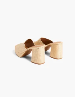Heels^Lane Bryant Dream Cloud Raffia-Side Platform Block Heel Tan
