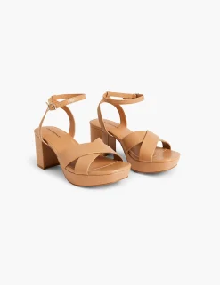 Heels^Lane Bryant Dream Cloud Strappy Block Heel Brown