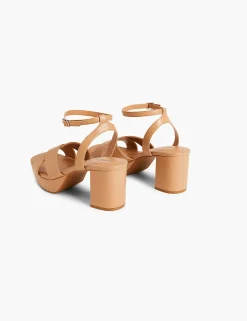 Heels^Lane Bryant Dream Cloud Strappy Block Heel Brown