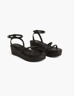 Heels^Lane Bryant Dream Cloud Strappy Wedge Black