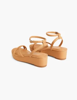 Heels^Lane Bryant Dream Cloud Strappy Wedge Cognac