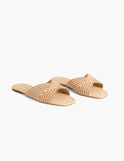 Sandals & Espadrilles^Lane Bryant Dream Cloud Stripe Textile Slide Tan