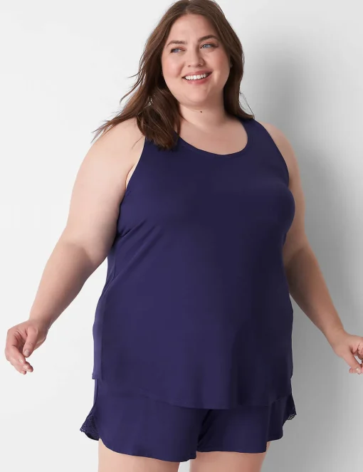 Sleep Separates^Lane Bryant Dreamycool Lace Racerback Sleep Tank Navy