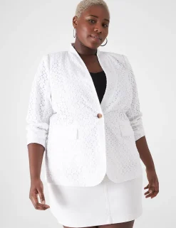 Blazers^Lane Bryant Eyelet Blazer White