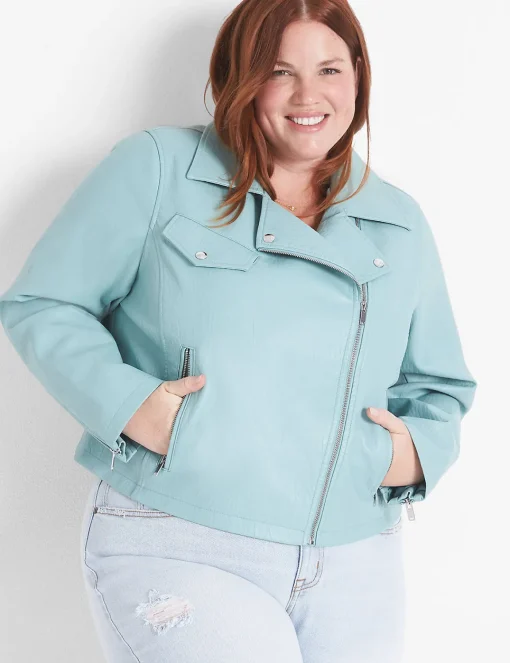 Jackets^Lane Bryant Faux-Leather Moto Jacket Aquifer
