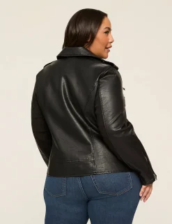 Jackets^Lane Bryant Faux-Leather Moto Jacket Black