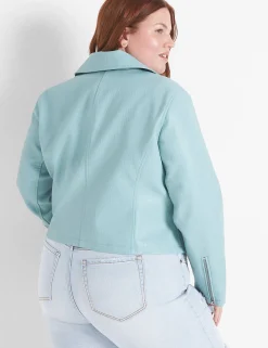 Jackets^Lane Bryant Faux-Leather Moto Jacket Aquifer