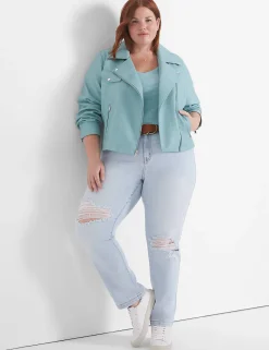 Jackets^Lane Bryant Faux-Leather Moto Jacket Aquifer