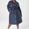 Jackets^Lane Bryant Faux-Leather Trench Coat Maritime Blue