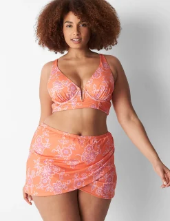 Swim Bottoms^Lane Bryant Faux-Wrap Swim Skirt Nectarine Floral