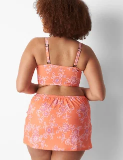 Swim Bottoms^Lane Bryant Faux-Wrap Swim Skirt Nectarine Floral