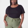Knit Tops^Lane Bryant Fitted Crop Crew-Neck Rib Tee Black