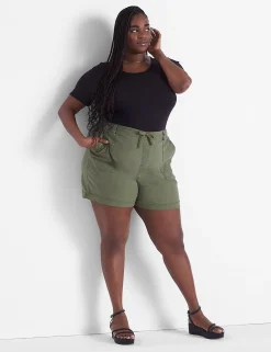 Knit Tops^Lane Bryant Fitted Crop Crew-Neck Rib Tee Black