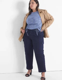 Knit Tops^Lane Bryant Fitted Crop Rib Spacedye Tee Denim Blue