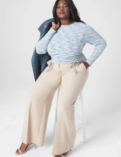 Knit Tops^Lane Bryant Fitted Crop Rib Spacedye Tee Light Blue
