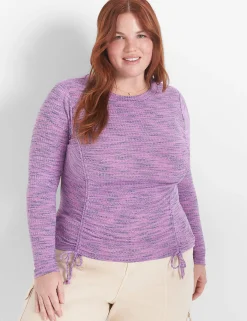 Knit Tops^Lane Bryant Fitted Crop Rib Spacedye Tee Violet