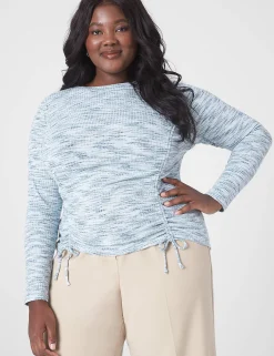 Knit Tops^Lane Bryant Fitted Crop Rib Spacedye Tee Light Blue