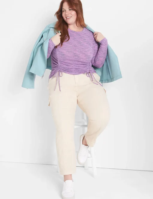 Knit Tops^Lane Bryant Fitted Crop Rib Spacedye Tee Violet